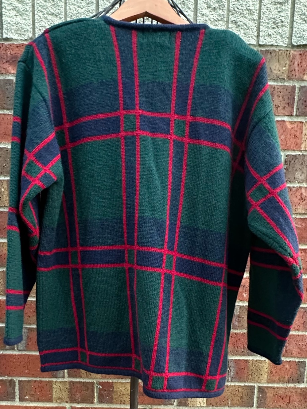 Vintage Pendleton Plaid Virgin Wool Cardigan Holidays Cornucopia Embroidery - Picture 5 of 14